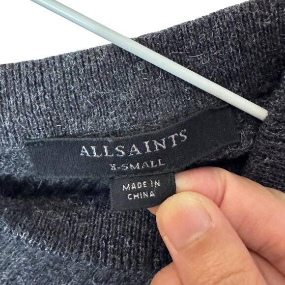 All Saints dark grey asymmetrical V neck oversized sweater size XS - Picture 5 of 5